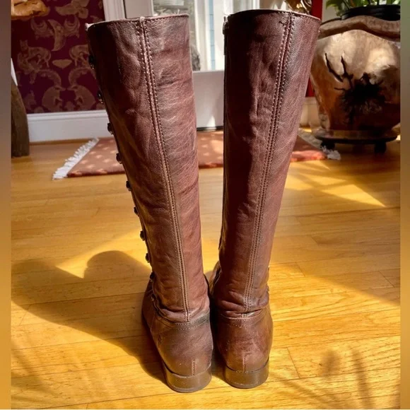 Frye Melissa Riding Boots | women’s size 9B | distressed brown - Picture 2 of 8